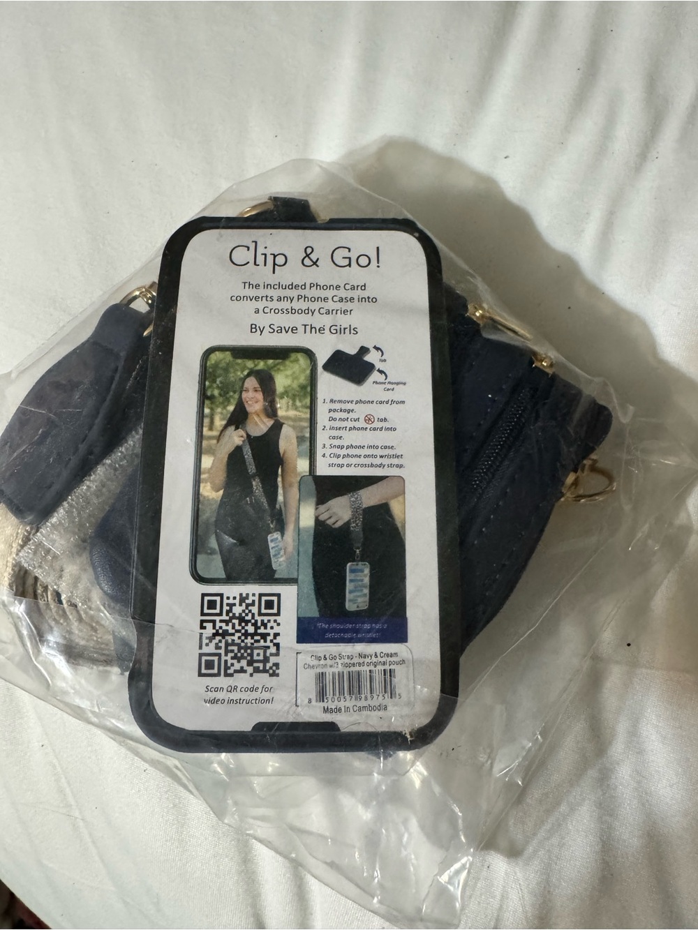 The Girls Clip & Go! Crossbody Phone Case - Navy & Cream